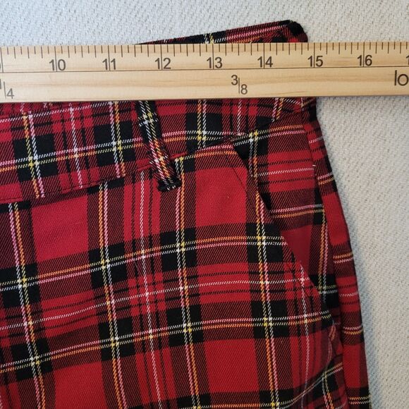 Hot Topic Plaid Split Leg Pants Removable chain Academia Medium Tartan Red Black - Picture 5 of 14